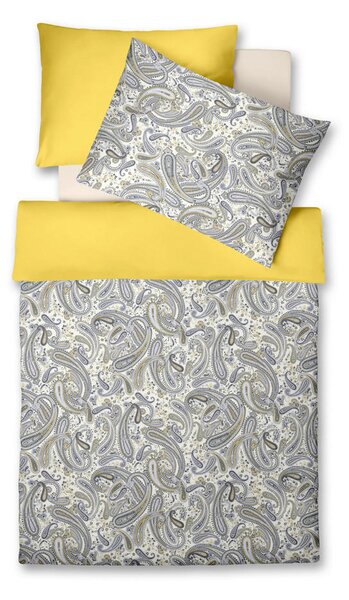 POSTEĽNÁ BIELIZEŇ, makosatén, modrá, krémová, žltá, 140/200 cm Fleuresse - Obliečky & plachty