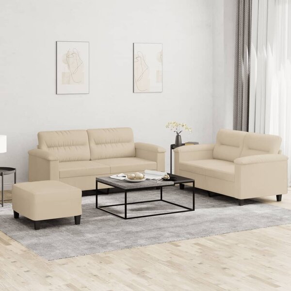 Maison Exclusive – 3-dielna sedacia súprava s vankúšmi, krémová mikrovlákna