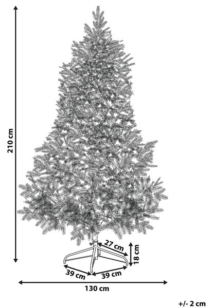 Umelý vianočný stromček biely syntetický materiál 210 cm zasnežený nastaviteľné vetvy sviatočný