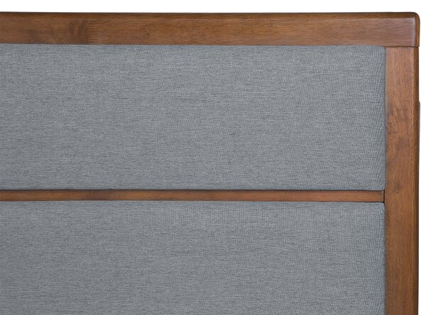 Posteľ sivá tmavý jaseň MDF 180 x 200 cm rám postele s čalúneným čelom lamelový rošt moderný tradičný štýl spálňa