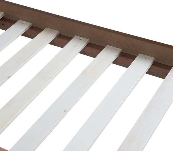 Posteľ sivá tmavý jaseň MDF 180 x 200 cm rám postele s čalúneným čelom lamelový rošt moderný tradičný štýl spálňa