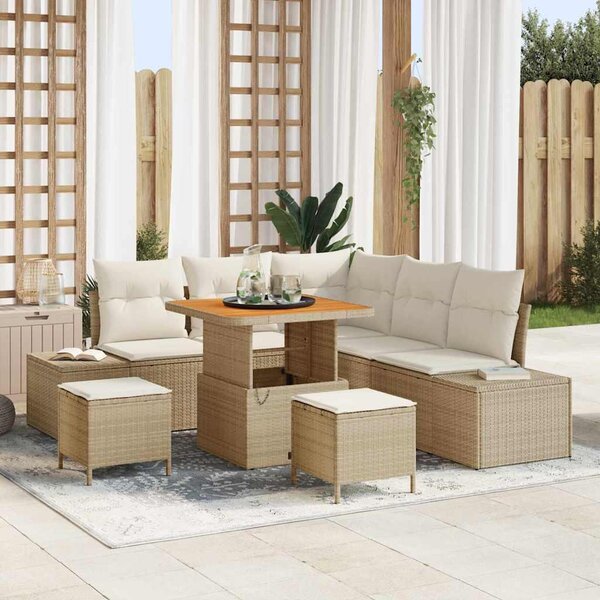 Maison Exclusive - Záhradný nábytok s vankúmi 8 ks Béový Poly-rattan