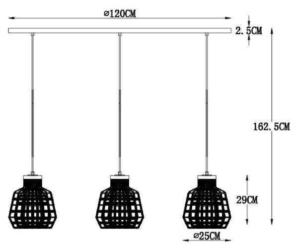 Lucide 02406/03/36 - Luster na lanku FIONA 3xE27/60W/230V