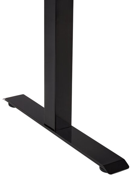 Výškovo nastaviteľný písací stôl tmavé drevo čierny oceľový rám 120 x 72 cm elektrické nastavenie výšky moderná kancelária