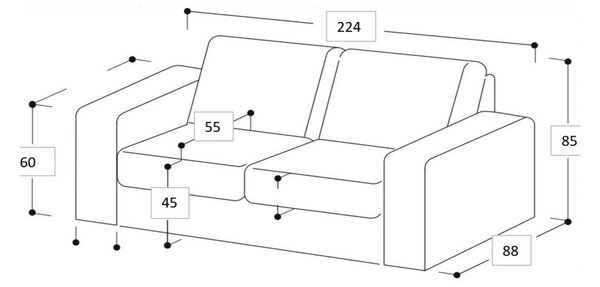 Koňakovohnedá pohovka z imitácie kože 224 cm Copenhagen – Scandic