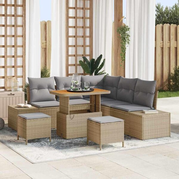 Maison Exclusive - Záhradný nábytok s vankúmi 8 ks Béový Poly-rattan