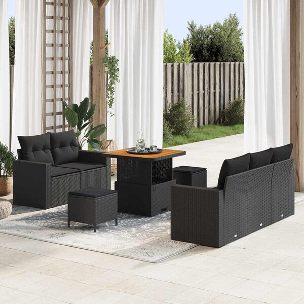 Maison Exclusive - Záhradný nábytok s vankúšmi 8 ks Čierny Poly-rattan