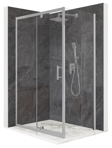 Sprchový kút 100x90cm otoné dvere strieborné ESG 6mm sklo + povrchová úprava