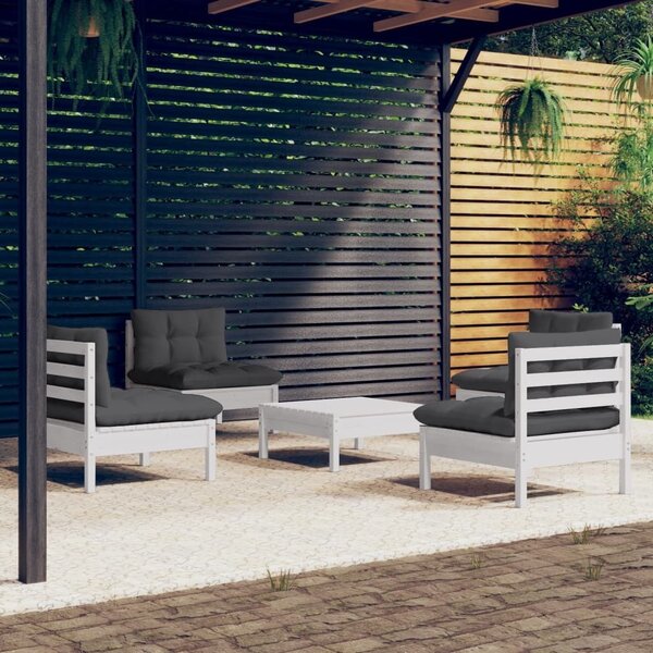Maison Exclusive - 5-dielny záhradný set s antracitovými vankúšmi borovicové drevo
