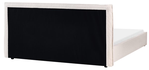 Posteľ krémová biela buklé čalúnenie 180 x 200 cm klasické čelo drevené lamely spálňa