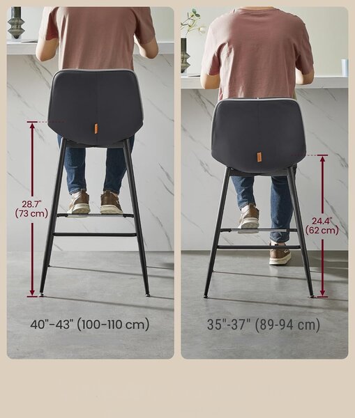 SONGMICS Súprava dvoch barových stoličiek VASAGLE PLACES II 98,5 cm čierna