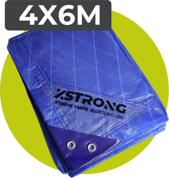 Xstrong Allround 120 - Plachta - 4x6 - Modrá - Vodotesná a odolná voči UV žiareniu - 3-vrstvová krížom laminovaná plachta