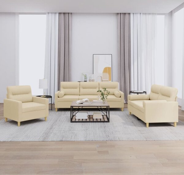 Maison Exclusive – 3-dielna sedacia súprava s vankúmi, krémová látka