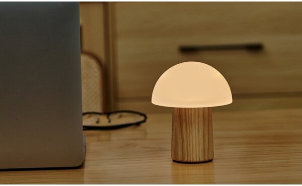 Stmievateľná stolová lampa v prírodnej farbe so skleneným tienidlom (výška 13 cm) Alice – Gingko