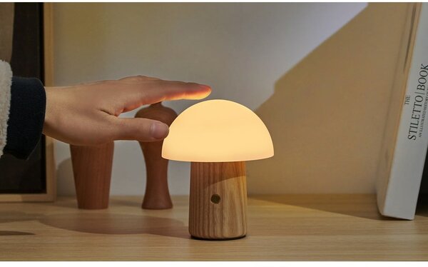 Stmievateľná stolová lampa v prírodnej farbe so skleneným tienidlom (výška 13 cm) Alice – Gingko