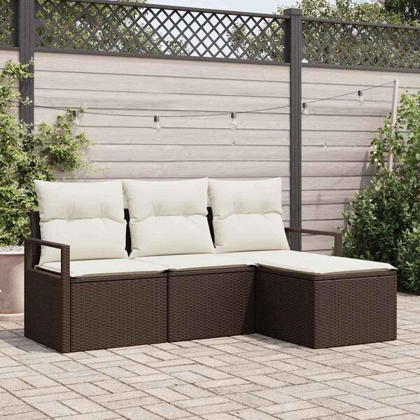 Maison Exclusive – Sedacia súprava, 4 kusy, hnedá [syntetický materiál]: Polyratan