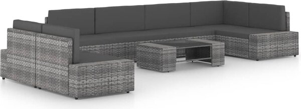 Maison Exclusive – 8-dielna záhradná súprava s vankúšmi, sivá, polyratan