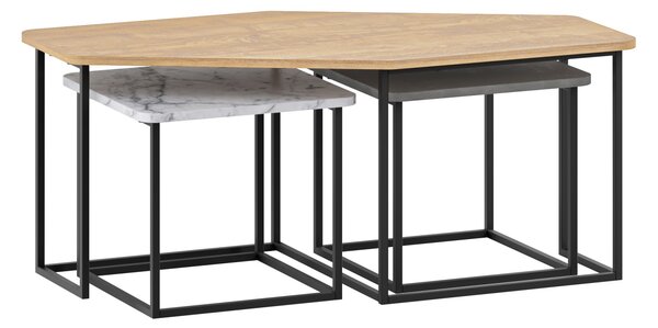 Súprava konferenčných stolíkov Houseland Nesty retro sivá/Carrara