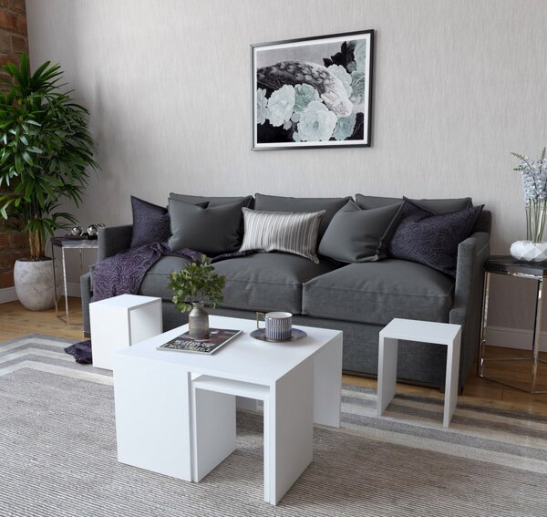 Kalune Design Súprava konferenčných stolíkov Ortanca biela