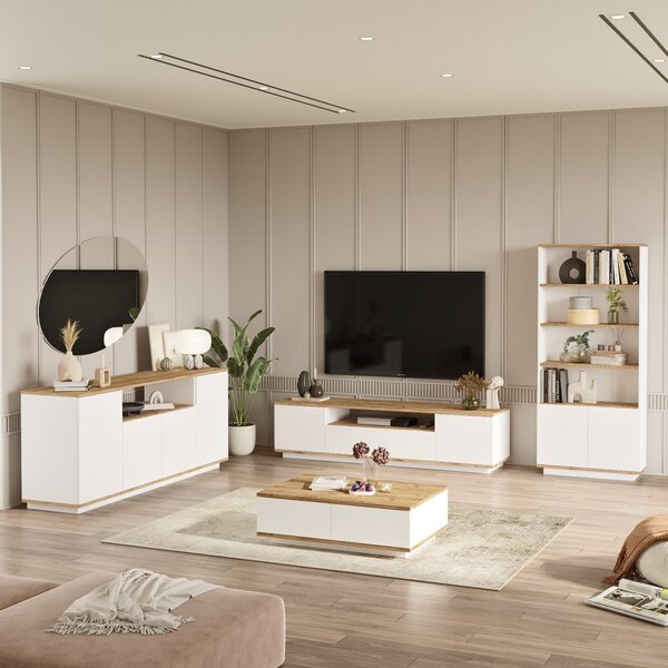 Kalune Design Súprava nábytku do obývacej izby 19 borovica Atlantic/biela