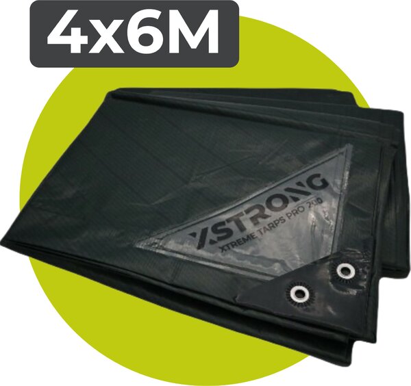 Xstrong Pro 200 plachta 4x6 zelená Vodotesná Super silná s očkami