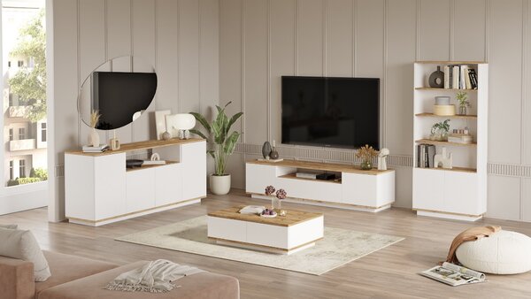 Kalune Design Súprava nábytku do obývacej izby 19 borovica Atlantic/biela