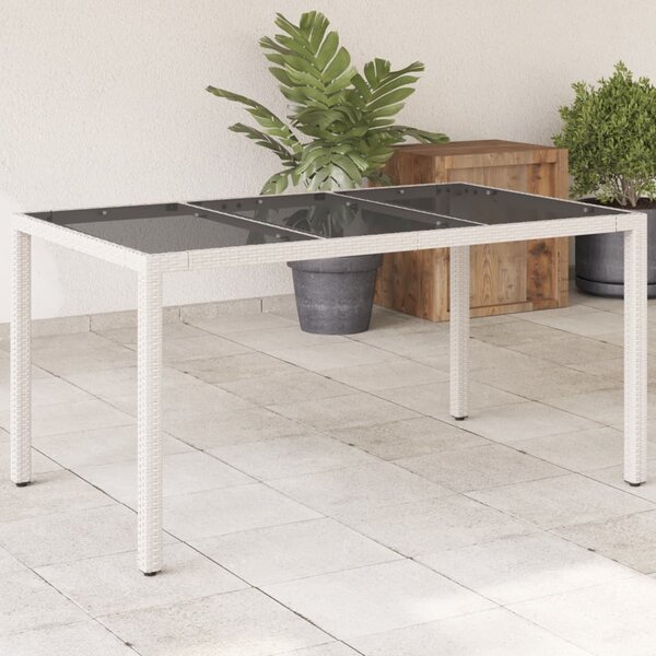 Maison Exclusive - Záhradný stôl so sklenenou doskou Biela 150x90x75 cm Poly ratan
