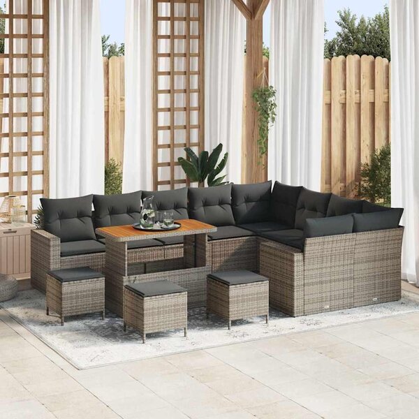 Maison Exclusive - Záhradný nábytok 13 ks sivý polyratan