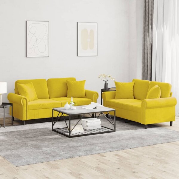 Maison Exclusive – 2-dielna sedacia súprava s vankúšmi, žltý zamat
