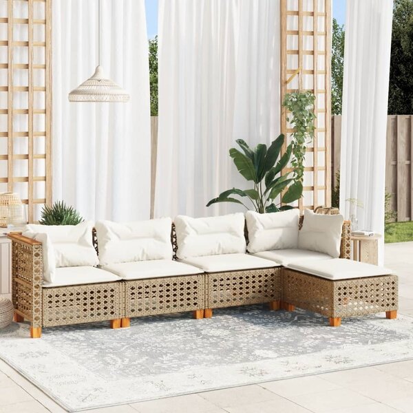 Maison Exclusive – 5-dielna záhradná súprava s vankúmi, béová, polyratan