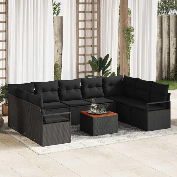 Maison Exclusive - Záhradný nábytok s úloným priestorom 10 ks ierny Poly-rattan