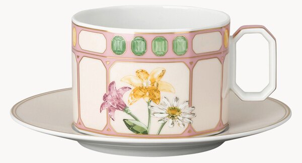 Porcelánová šálka na čaj's podšálkou Swarovski Idyllia, 2 ks
