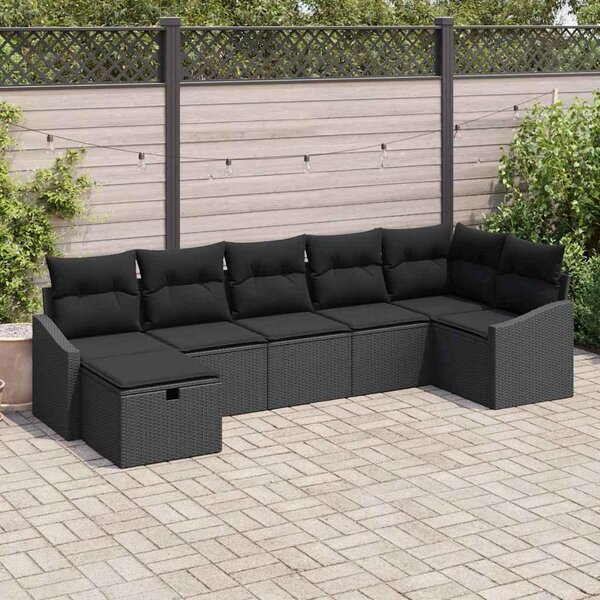 Maison Exclusive - Sedacia súprava s vankúšmi s úložným priestorom Čierna Poly-rattan