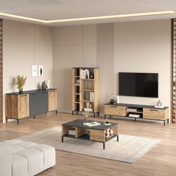 Kalune Design Súprava nábytku do obývacej izby RI6 borovica Atlantic/antracit