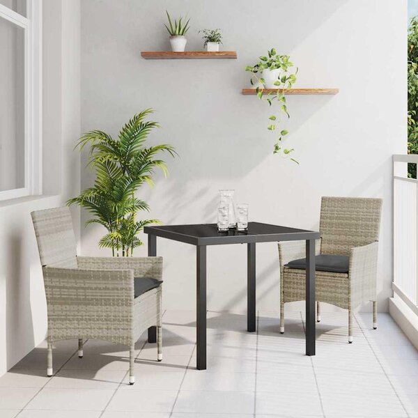 Maison Exclusive - Záhradná jedálenská súprava s vankúmi 3 ks Svetloedá Poly-rattan