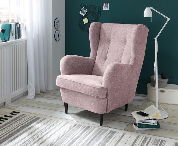 KRESLO UŠIAK, textil, kompozitné drevo, svetloružová MID.YOU - Online Only obývacie izby, Online Only