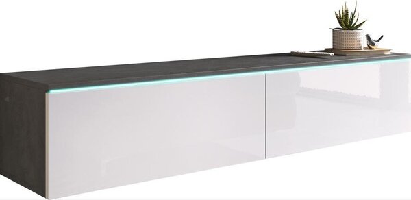 Nízka komoda s LED, antracitová, biela s vysokým leskom, 140/30/33 cm P & B - Online Only drobný nábytok, Online Only