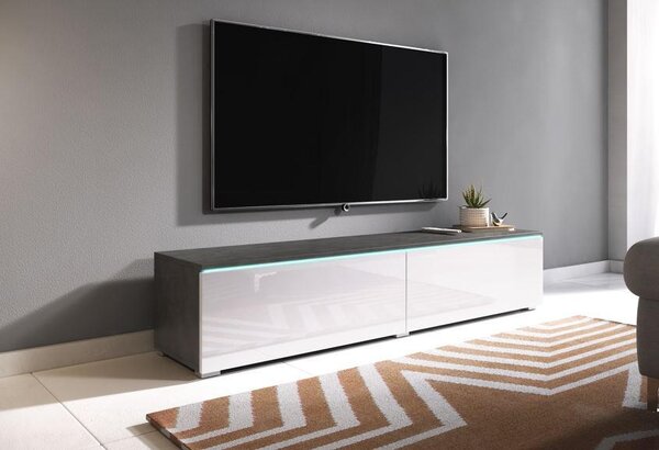Nízka komoda s LED, antracitová, biela s vysokým leskom, 140/30/33 cm P & B - Online Only drobný nábytok, Online Only