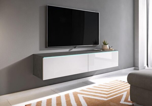 Nízka komoda s LED, antracitová, biela s vysokým leskom, 140/30/33 cm P & B - Online Only drobný nábytok, Online Only