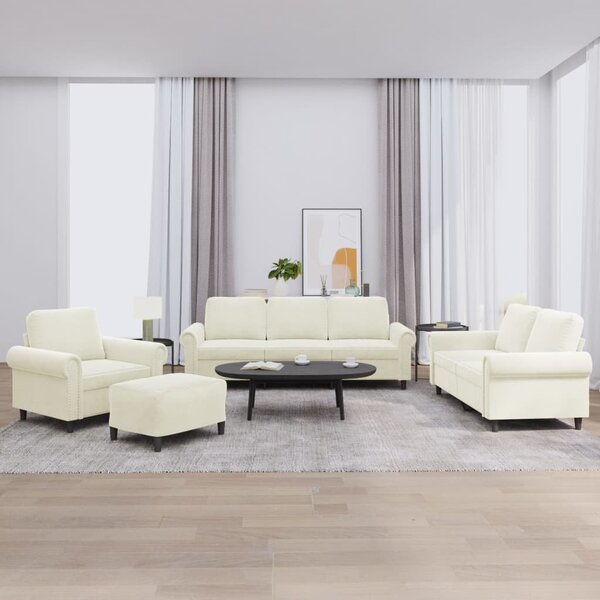 Maison Exclusive – 4-dielna sedacia súprava s vankúšmi, krémový zamat