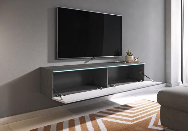 Nízka komoda s LED, antracitová, biela s vysokým leskom, 140/30/33 cm P & B - Online Only drobný nábytok, Online Only