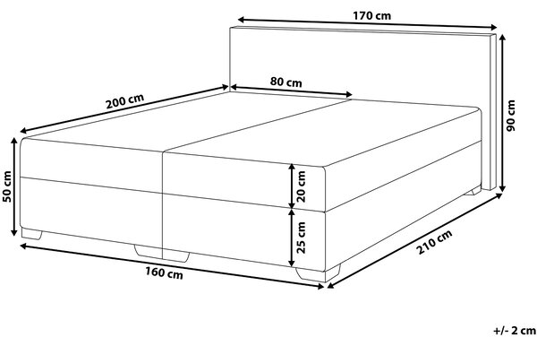 Kontinentálna posteľ svetlosivá látkové čalúnenie 160 x 200 cm vreckový pružinový matrac s čelom moderný štýl spálňa