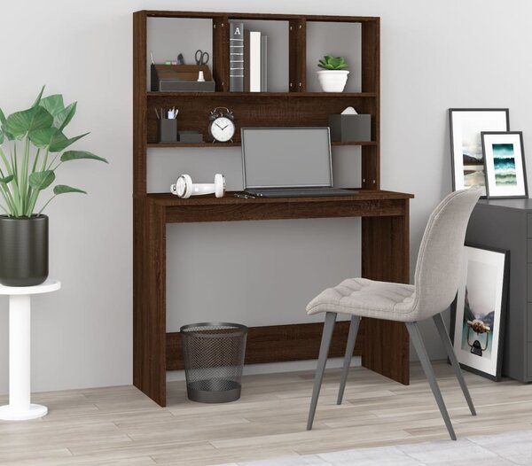 Maison Exclusive - písací stôl s policou hnedý dub 102x45x148 cm drevený materiál