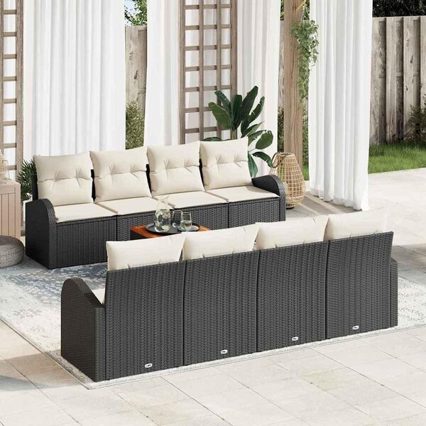 Maison Exclusive - Záhradný nábytok s úloným priestorom 9 ks ierna a krémová Poly-rattan