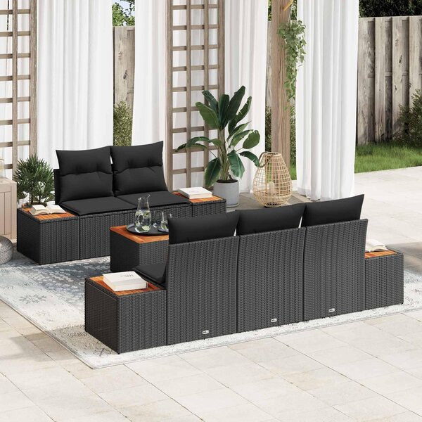 Maison Exclusive - Záhradný nábytok s úloným priestorom 6 ks ierny Poly Rattan