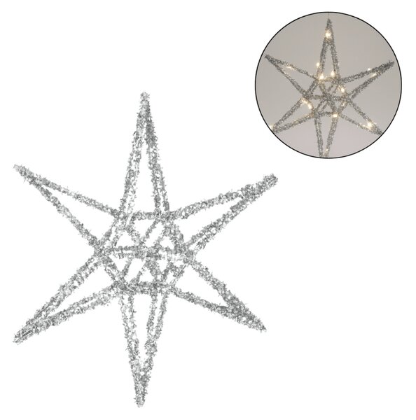 Vianočná hviezda STARLIGHT s LED osvetlením 30 cm, strieborná
