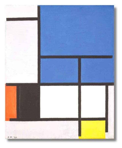Obraz Mondrian - Kompozícia s modrou - S (40x30cm) 49€