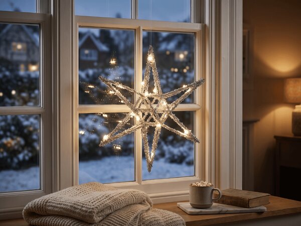 Vianočná hviezda STARLIGHT s LED osvetlením 30 cm, strieborná