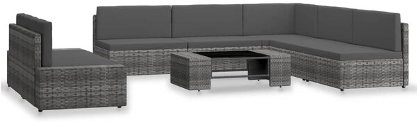 Maison Exclusive – 7-dielna záhradná súprava v štýle lounge z polyrotangu, sivá