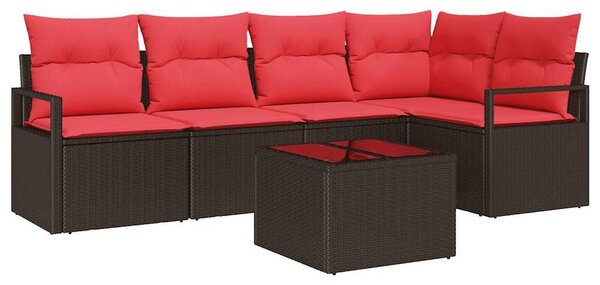 Maison Exclusive - Sedacia súprava 6 ks Braun Poly-Rattan